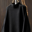 Knit Sweater Women Textured Relaxed Fit High Neck