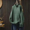 Knit Sweater Women Textured Relaxed Fit High Neck