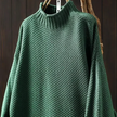 Knit Sweater Women Textured Relaxed Fit High Neck