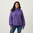 Knit Sweater Women Textured Relaxed Fit High Neck