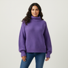 Knit Sweater Women Textured Relaxed Fit High Neck