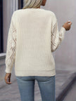 Knit Sweater Women V-Neck Ivory Relaxed Fit Soft