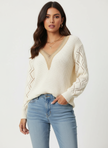 Knit Sweater Women V-Neck Ivory Relaxed Fit Soft