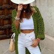 Crochet Cardigan Women Open Knit Three-Quarter Sleeve Summer