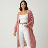 Crochet Cardigan Women Open Knit Three-Quarter Sleeve Summer