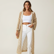 Crochet Cardigan Women Open Knit Three-Quarter Sleeve Summer