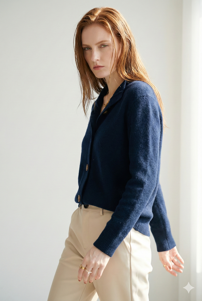 Ebba | Women's Knit Collared Button-Up Cardigan