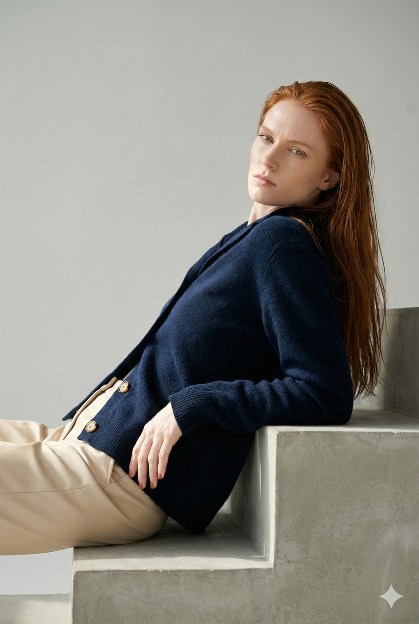 Ebba | Women's Knit Collared Button-Up Cardigan