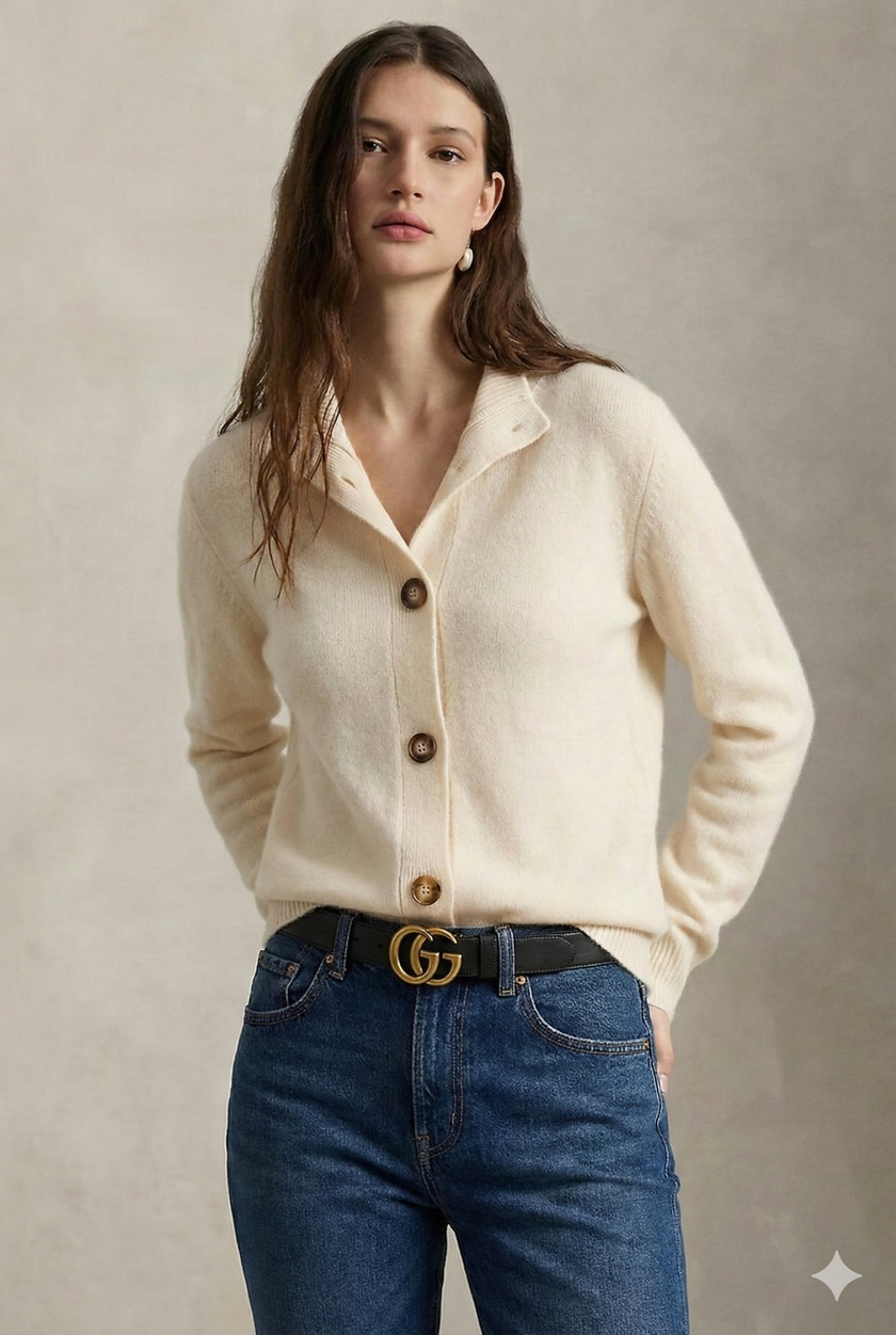 Ebba | Women's Knit Collared Button-Up Cardigan