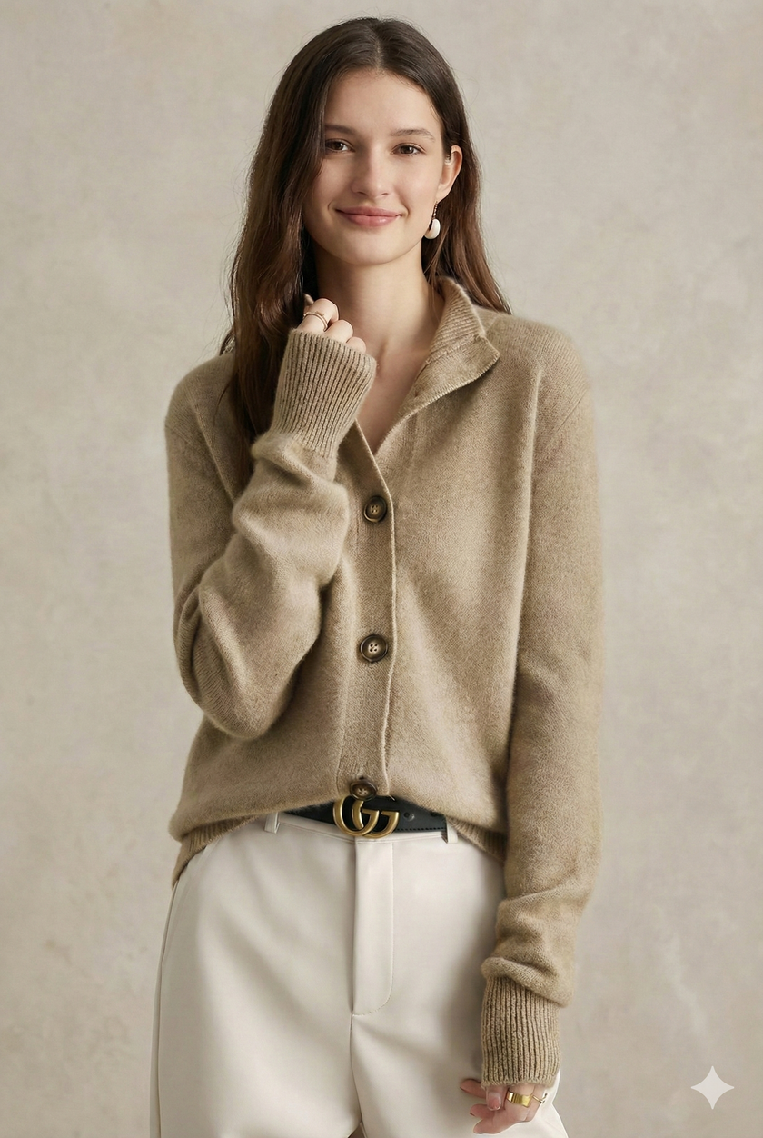Ebba | Women's Knit Collared Button-Up Cardigan
