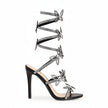 FJØRNA Butterfly Rhinestone Wrap Stiletto Sandals for women featuring butterfly heel design and sparkling rhinestones.