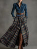 Blue faux suede maxi dress by FJØRNA featuring a casual, flowing design with long sleeves and a relaxed fit.