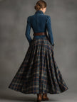 Blue faux suede maxi dress by FJØRNA, featuring a flowing silhouette and casual style, shown on a model.