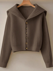 Ribbed Cardigan Women Cropped Button Front Fitted