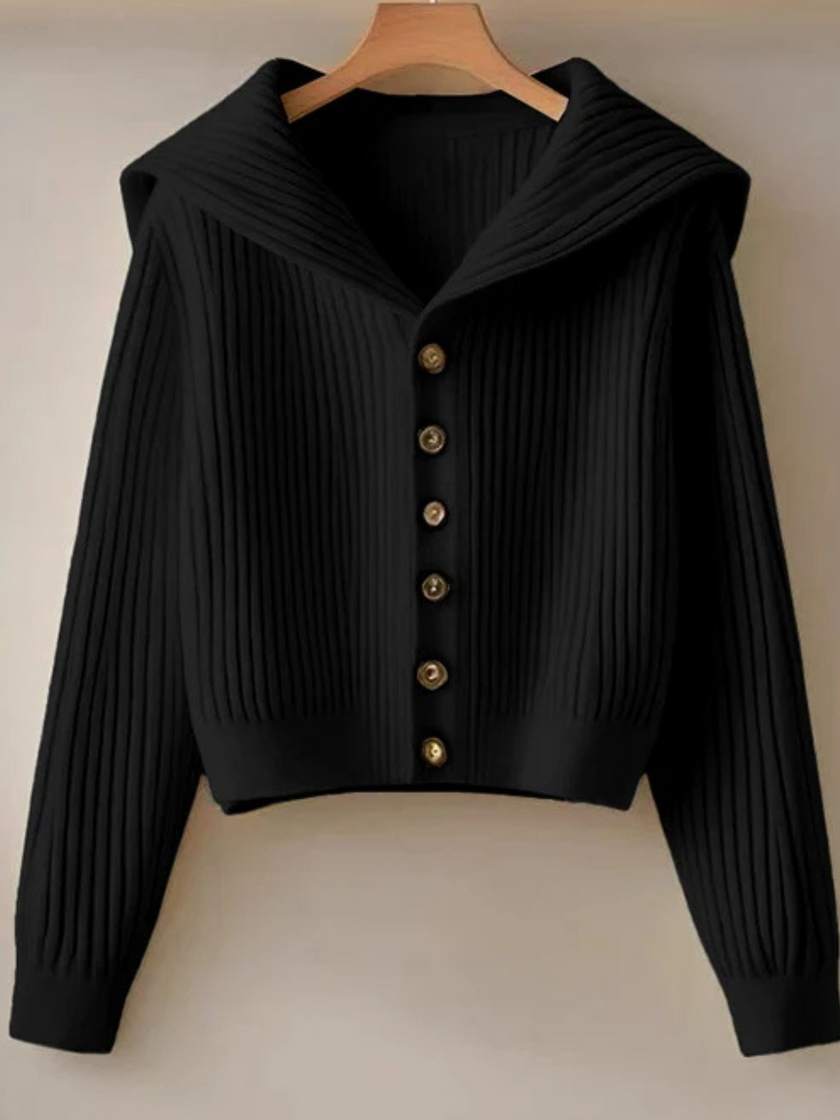 Ribbed Cardigan Women Cropped Button Front Fitted