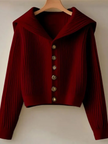 Ribbed Cardigan Women Cropped Button Front Fitted