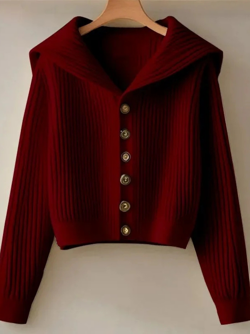 Ribbed Cardigan Women Cropped Button Front Fitted
