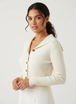 Ribbed Cardigan Women Cropped Button Front Fitted