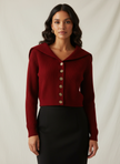 Ribbed Cardigan Women Cropped Button Front Fitted