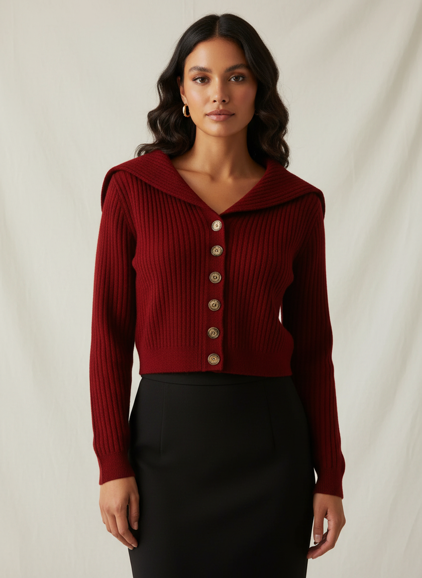 Ribbed Cardigan Women Cropped Button Front Fitted