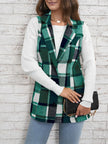 Checked Vest Women Sleeveless Open Front Layering