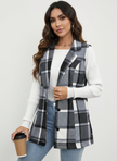 Checked Vest Women Sleeveless Open Front Layering