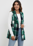 Checked Vest Women Sleeveless Open Front Layering