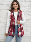 Checked Vest Women Sleeveless Open Front Layering