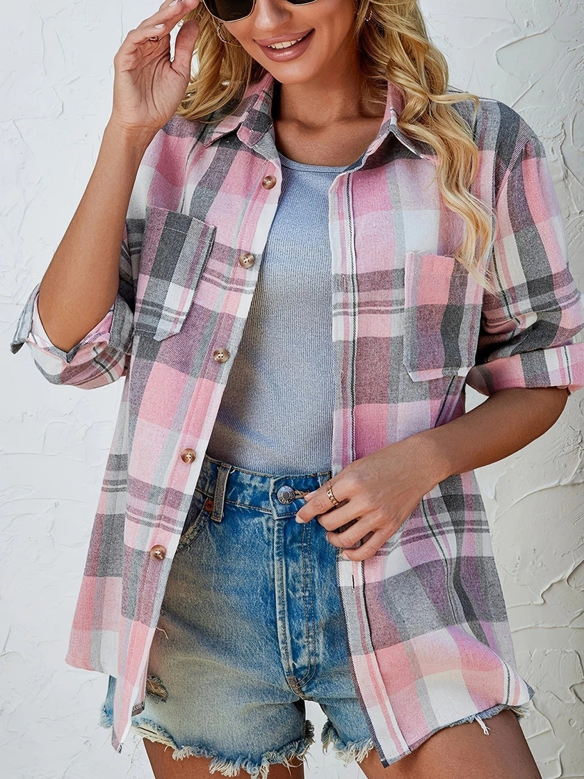 Flannel Shirt Women, Checked Soft-Brushed Relaxed-Fit Shirt