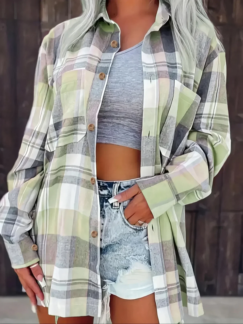 Flannel Shirt Women, Checked Soft-Brushed Relaxed-Fit Shirt