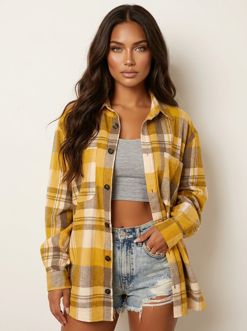 Flannel Shirt Women, Checked Soft-Brushed Relaxed-Fit Shirt