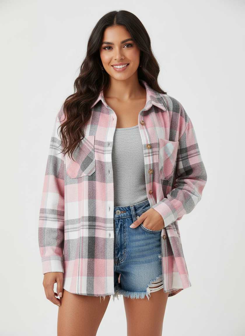 Flannel Shirt Women, Checked Soft-Brushed Relaxed-Fit Shirt