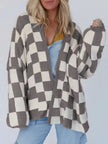 Checked Knit Vest Women Open Front Relaxed Fit