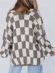 Checked Knit Vest Women Open Front Relaxed Fit