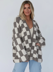 Checked Knit Vest Women Open Front Relaxed Fit
