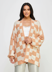 Checked Knit Vest Women Open Front Relaxed Fit