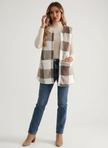 Teddy Vest Women Checked Sleeveless with Pockets