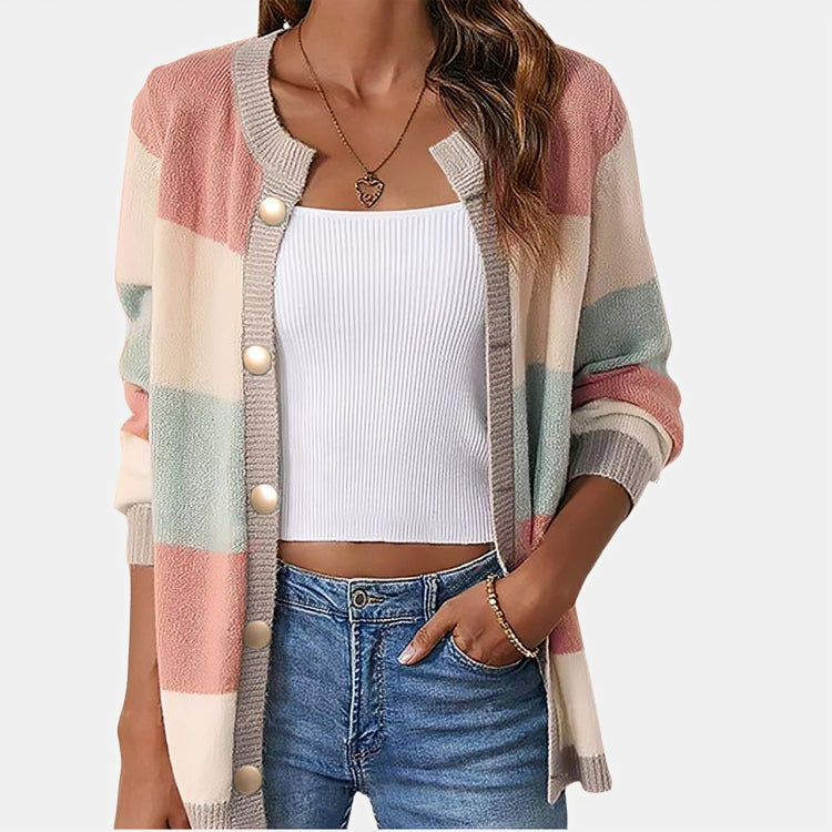 Striped Cardigan Women, Soft Knit Button-Front Relaxed Fit