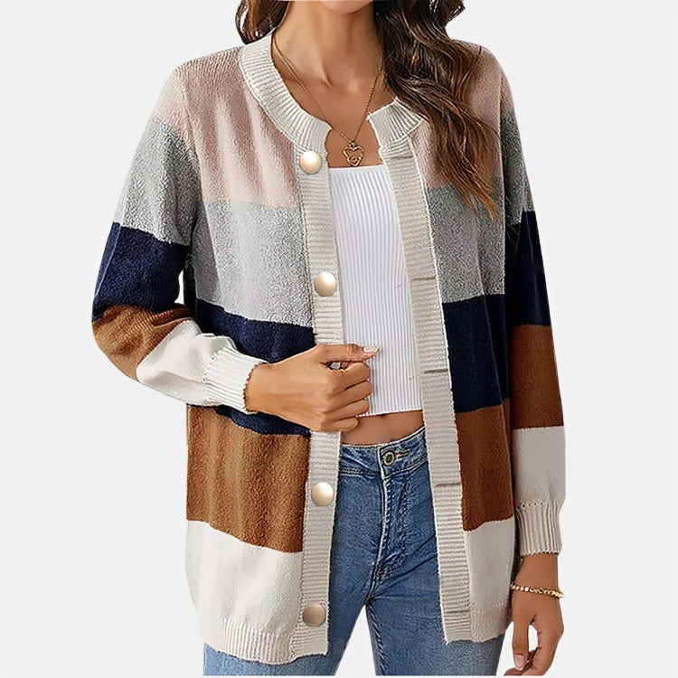 Striped Cardigan Women, Soft Knit Button-Front Relaxed Fit