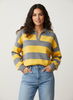 Knit Polo Women Striped Cropped Cotton V-Neck Collar