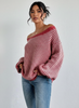 Striped Off-Shoulder Knit Sweater Women Relaxed Fit
