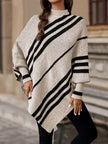 Poncho Sweater Women Striped Relaxed Fit Soft Knit
