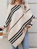 Poncho Sweater Women Striped Relaxed Fit Soft Knit