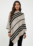 Poncho Sweater Women Striped Relaxed Fit Soft Knit