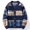 Striped Knit Cardigan Women Button Front V-Neck