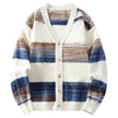 Striped Knit Cardigan Women Button Front V-Neck