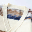 Striped Knit Cardigan Women Button Front V-Neck