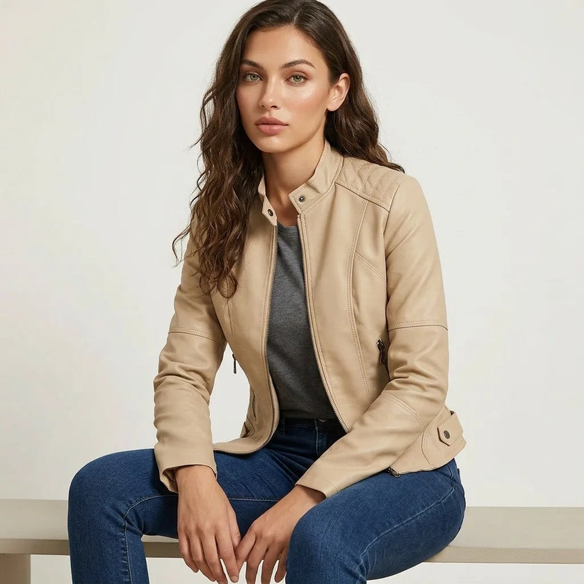 Leather Jacket Women Tailored Fit Faux Leather Classic