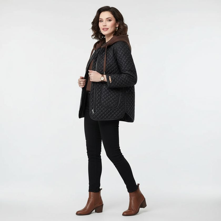 Quilted Padded Jacket Women Hooded Relaxed Fit