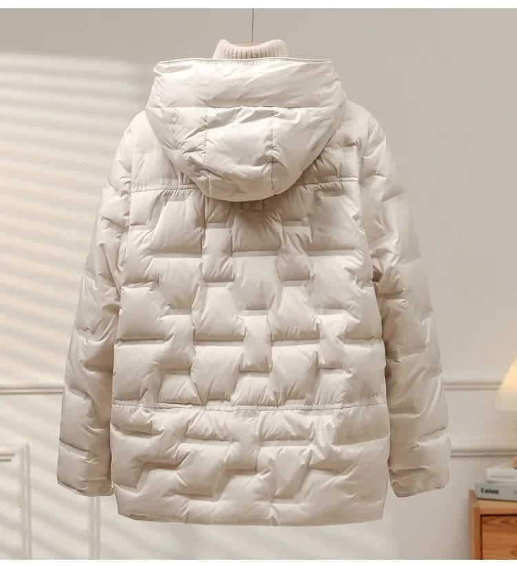 Puffer Jacket Women Hooded Quilted Winter Coat